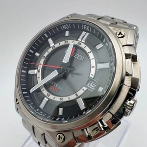 CITIZEN Attesa GMT H117-T014178 Silver Watch Black Dial Working From Japan - Picture 1 of 17