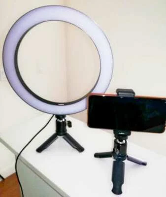 Fodoto 10" LED BiColor Dimmable Ring Light Mini Tripod Stand Video/Photo/Social  - Image 1 of 4