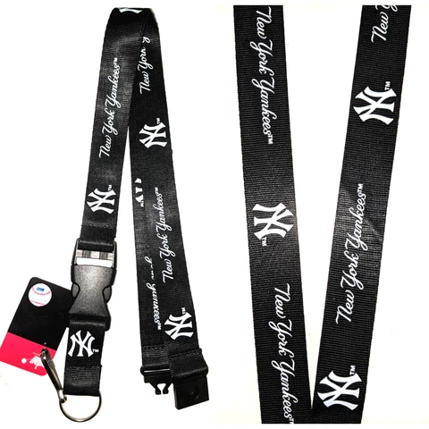 MLB New York Yankees Lanyard Key Ring Keychain ID Holder Clip - Black Cover