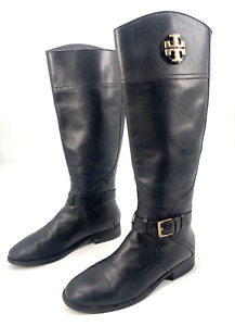 Tory Burch Womens 8.5 Adeline Knee High Tall Riding Leather boots black back zip
