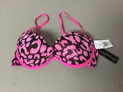 Новый с Ярлыками женская Rampage Intimates бюстгальтер пуш-ап размер 36C розовый и черный #220L - Изображение 1 из 2