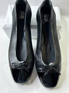 SAS TriPad Comfort Black Patent & Leather Coco Bow Flats Women’s 10N NEW (T) - Picture 1 of 5