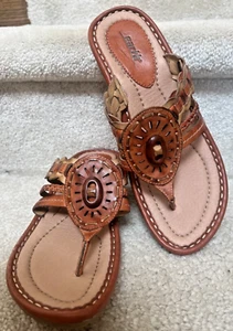 Earth Women’s Gale Spice Woven Leather Sandals Thongs Shoes Slip On, Size 9D - Picture 1 of 10