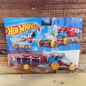 Hot Wheels Super Rigs Car-Nival Steamer Circus Train Track Connector Trailer NEW - Bild 1 von 9