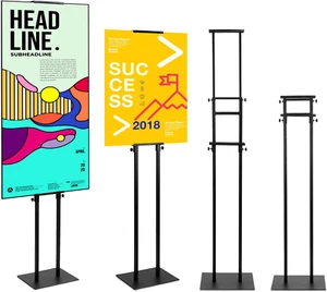 4X Double-Sided Adjustable Poster Stand Sign Holder Floor Display 75” Black - Picture 1 of 12