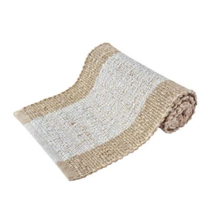 J.Elliot Home Blake 37x180cm Jute Runner Dining Party Decor White & Warm Taupe - Picture 1 of 4