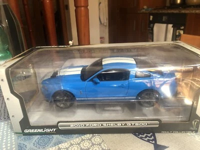 greenlight 1:18 Ford Mustang Shelby GT 500 Modello 2010 Raro colore Blue Grabber - Immagine 1 di 4