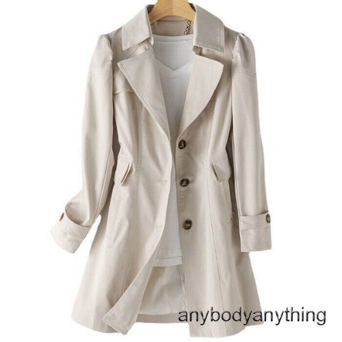 OFF WHITE Giacca autunnale donna petto singolo medio lungo trench casual giacca outwear taglia
