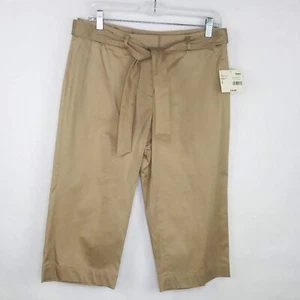 Apostrophe Pants Women 8P Tan Belted Crop Neutral Casual - Picture 1 of 7