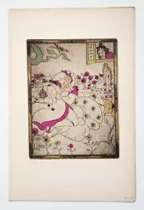 Ilustración Original Grabado a Mano Coloreado Clara Tice Cuentos de La Fontaine 1929 - Imagen 1 de 4