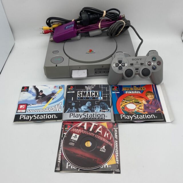 Vintage Sony Playstation 1 PS1 Pal Console SCPH-7502 fully Working, Gamars  Movie Card VCD Not Working Controllers 2 Games Lot Bundle 