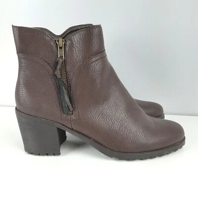 AEROSOLES Shoes Boots Sz 9.5 Brown Zip Faux Leather Country Ankle - Image 1 of 4