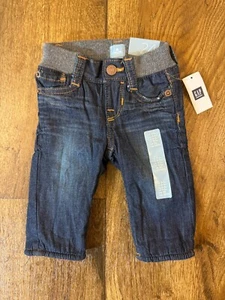 New Baby Gap Blue Jeans 0/3 Months Lined Pants Denim Soft Elastic Waist Straight - Picture 1 of 11
