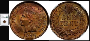 1899 1C- NGC/CAC MS66+RD-GREAT PURE RED PQ INDIAN HEAD SMALL CENT - Picture 1 of 1