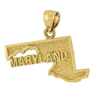 Ciondolo uomo oro giallo 10 kt testurizzato mappa di stato Maryland - Foto 1 di 1