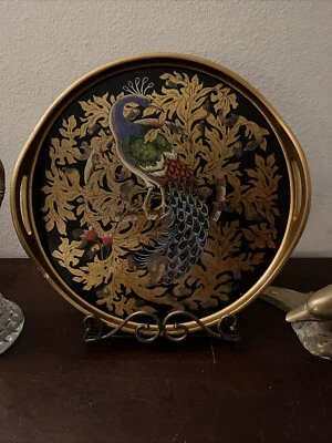 Gorgeous NOVICA Peacock Glass Hand Crafted Tray, Multicolor, Mystic Peacock - Image 1 of 4