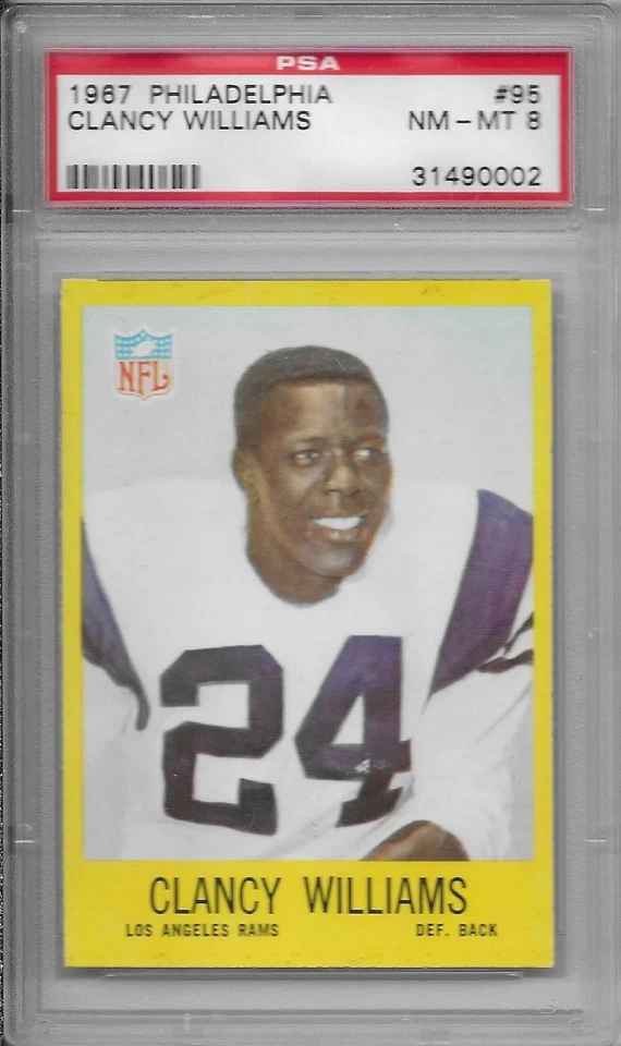 1967 PHILADELPHIA FOOTBALL RC Clancy Williams #95 PSA 8 NM-MT Los Angeles Rams - Image 1 of 2