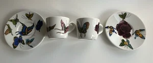Pair Of Beautiful Butterfly Themed Espresso Cups And Saucers  - Picture 1 of 23