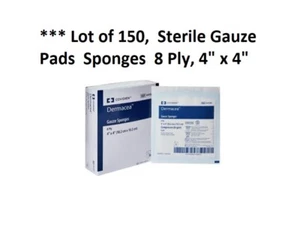 150 Count Sterile Gauze Pads Sponges Dermacea 8 Ply 4x4 Cotton Gauze Pad 441001 - Picture 1 of 2