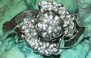 14K Weißgold 11 Diamanten Cocktail Ring 0,55 ctw Vintage 3,09 g Gr. 6,75 - Bild 1 von 16