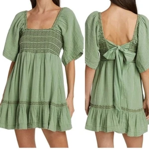 Free People Light Green Textured Dress mini - Picture 1 of 9