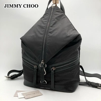 Jimmy Choo Fitzroy Backpack Black Nylon Leather Zipper Japan Large Capacity Bag - Image 1 of 4