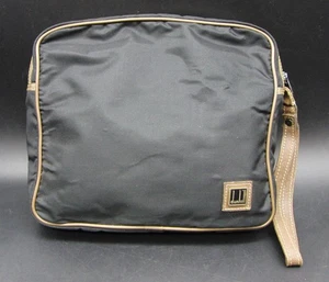 Vintage Dunhill Black Nylon & Tan Leather Trim Toiletry Bag Crossbody Pouch Zip - Picture 1 of 10