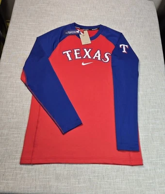 NIKE Texas Rangers Crew Camisa Grande Para Hombre Rojo Azul Blanco Manga Larga Gametime MLB Foto 1 de 4