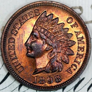 1898 PRISTINE+ RB GEM PROOF INDIAN HEAD PENNY DC109 FROM MATTHEWS HOARD - Picture 1 of 3