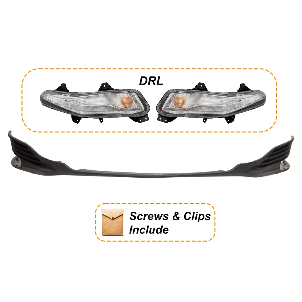For 2019-2021 Chevrolet Malibu Front Lower Bumper Cover Black Primed w/ LED DRL Foto 1 de 4