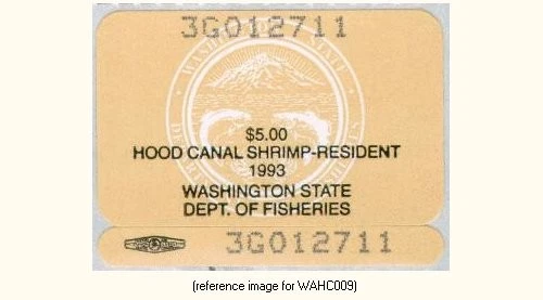 HALFPRICEFISH Washington Hood Canal Shrimp Stamp 1993 $5.00 - Image 1 of 1