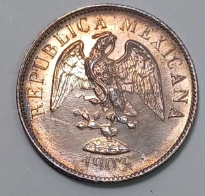 1903 Mo M Mexico SECOND REPUBLIC 20 Centavos World Silver Toned Coin JPT - Picture 1 of 6