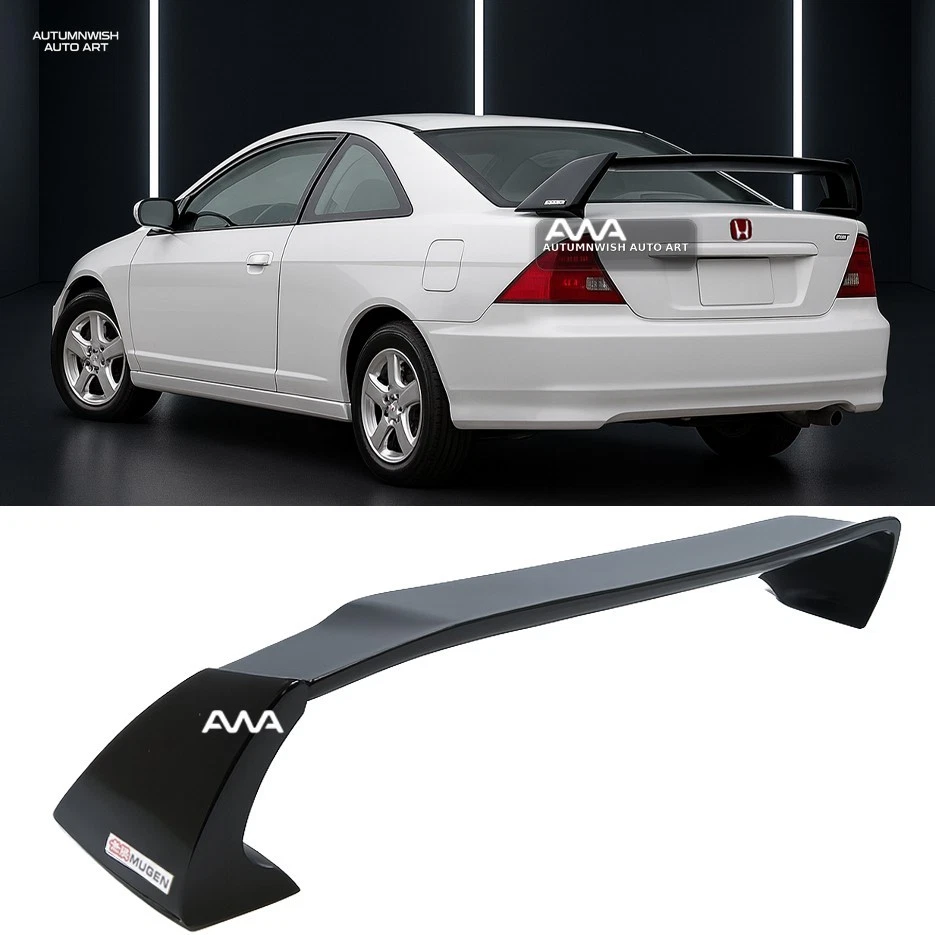 Fits 01-05 Honda Civic 2/4DR Sedan Unpainted Mugen Style RR Trunk Wing Spoiler Foto 1 de 1