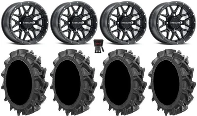 Raceline Krank 14" Wheels Black 28" MotoHavok Tires Honda Pioneer - Imagem 1 de 4