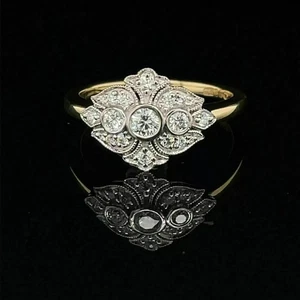 Art Deco Style 2Ct Lab Created Diamond Engagement & Wedding 14K Gold Finish Ring - Picture 1 of 11