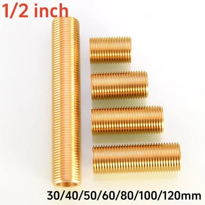 1/2" BSP 30/40/50/60-120mm Male Long Brass Running Nipple Pipe Fitting Connector - Image 1 of 4