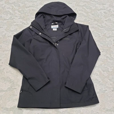 Chaqueta Columbia Interchange para mujer pequeña negra con capucha cremallera completa Foto 1 de 4