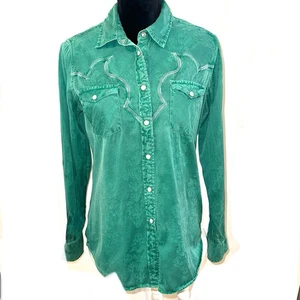 Ryan Michael Damen Jade Pearl Snap Western Shirt S Braun Druckknopf Oberteil Langarm - Bild 1 von 16