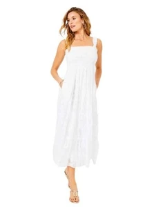 Lilly Pulitzer Hadly gesmoktes Maxikleid in Resort weiß neu mit Etikett Größe M Einzelhandel $ 248 - Bild 1 von 8