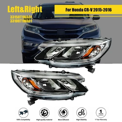 Par de faros halógenos para Honda CR-V 2015-16 con proyector DRL LH&RH lente transparente Foto 1 de 4