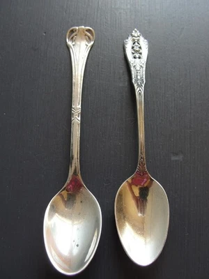 2 Antique Sterling Silver Coffee Demi-Tasse Spoons Wallace Rose Point & Mexico - Image 1 of 4