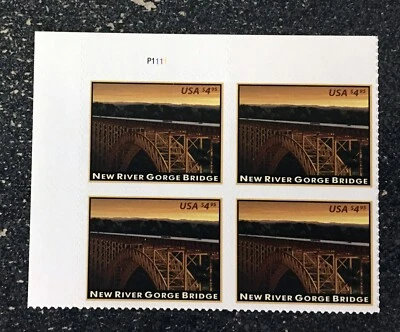 USA2011 #4511 $4.95 New River Gorge Bridge - Plate Block of 4 Priority Mail Mint - Image 1 of 3