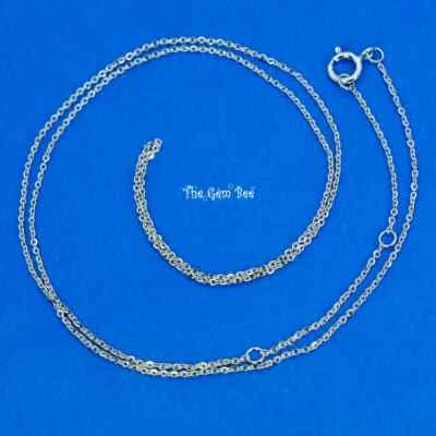 18K White GOLD Cable Chain Necklace 16 17 18 inch Adjustable Length Ring Clasp - Image 1 of 4