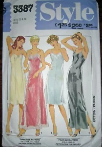 Vintage 1980s Long/Short PETTICOATS SLIPS Sewing Pattern 10-12-14 Style #3387 - Picture 1 of 2