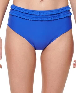 $58 Tommy Hilfiger Ruffled High-Waist Bikini Bottoms Womens Swimsuit Blue Medium - Picture 1 of 1