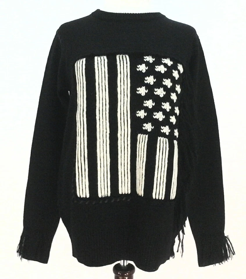 Coach Flag Intarsia Black Sweater 100 Merino Wool 86294 Size XS