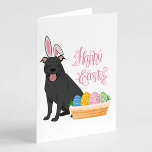 Black Pit Bull Terrier Easter Greeting Cards Envelopes Pack of 8 WDK4927GCA7P - Picture 1 of 3