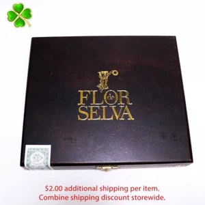 Caja de cigarros de madera vacía Flor de Selva Petit Coronas 7,5" x 6,5" x 1,25" - Imagen 1 de 10
