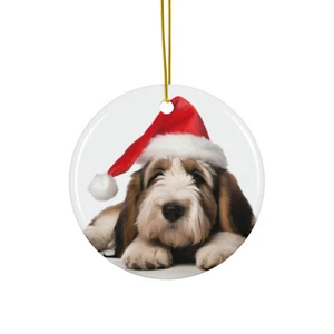Hanging Ceramic Christmas Tree Ornament - Petit Basset Griffon Vendéen Puppy - Imagen 1 de 4