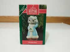 Hallmark Keepsake Ornament CHRISTMAS KITTY 1990 #2 In Series Porcelain Cat Blue